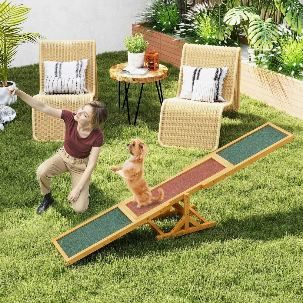 Koduva Medinė Šuns Agility Sūpynė 179x30x55 cm Geltona