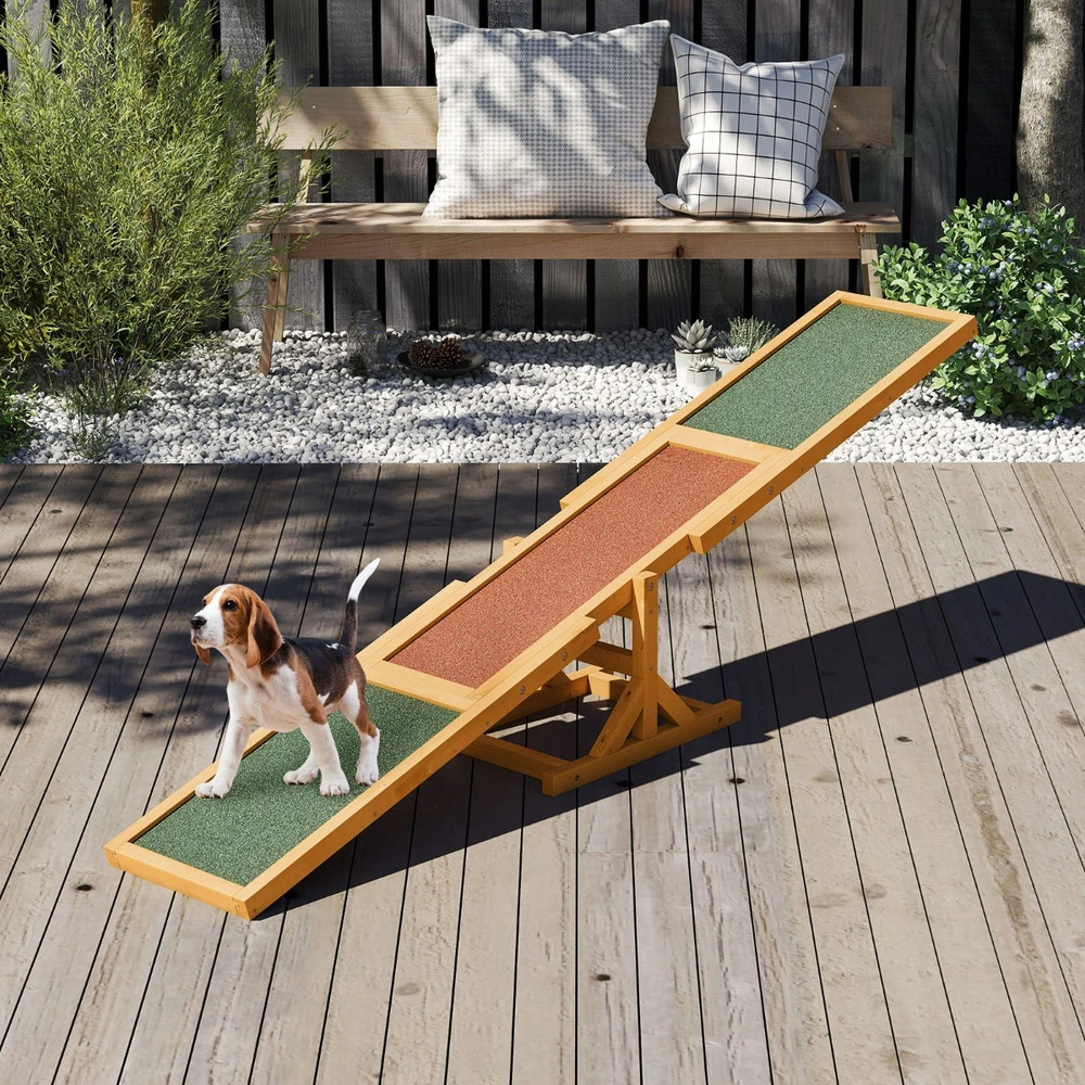 Koduva Medinė Šuns Agility Sūpynė 179x30x55 cm Geltona
