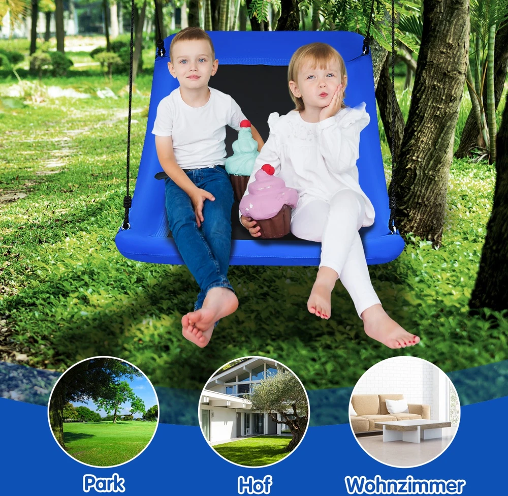 Promotion Medinė sūpynė su reguliuojama virve 83x155 cm mėlyna