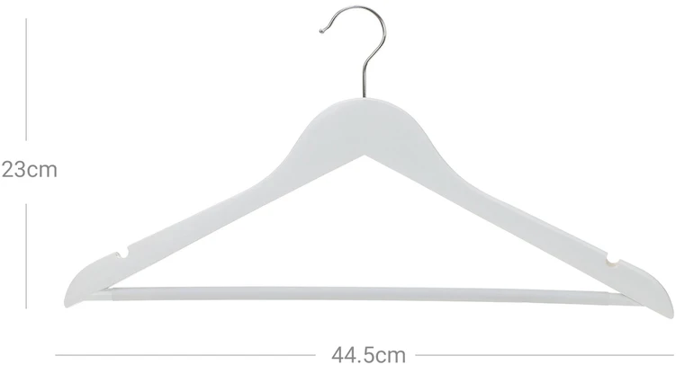 Koduva Medinės drabužių pakabos, 30 vnt., baltos, klevo mediena, 44,5 x 1,2 x 23 cm