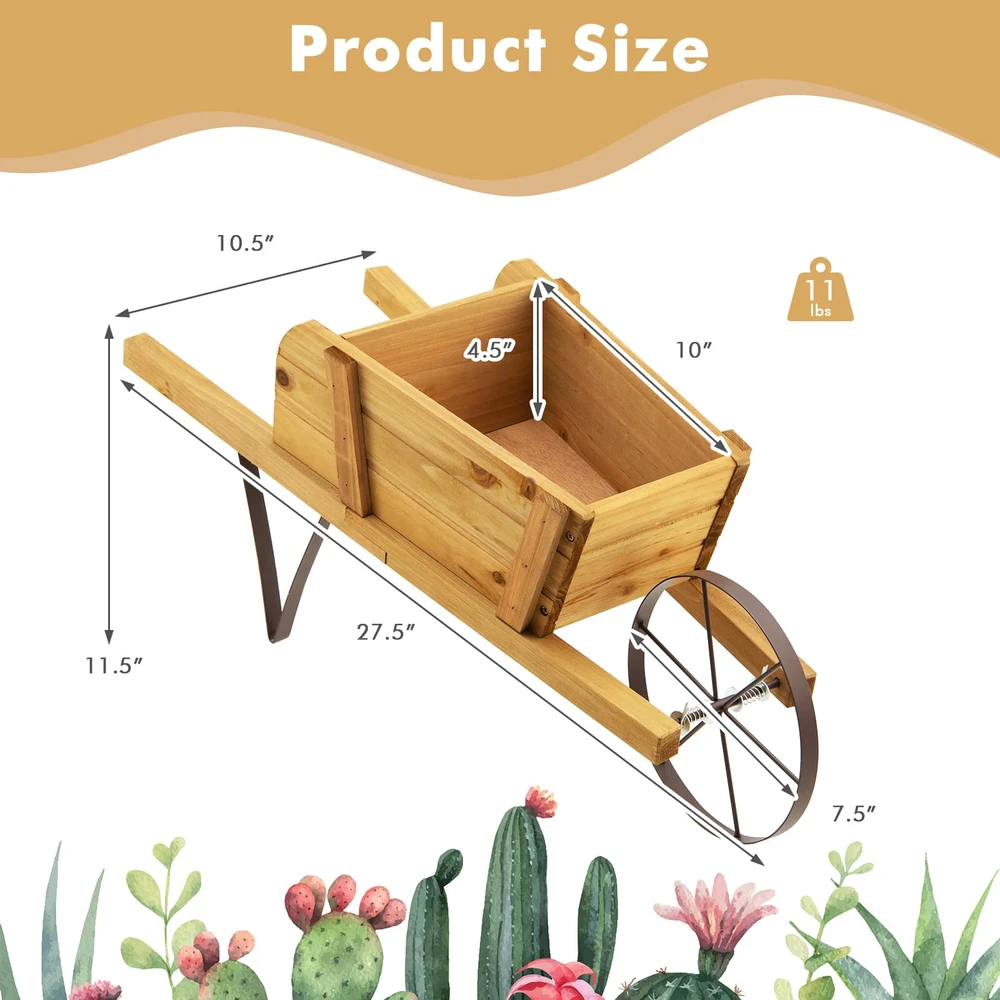 Promotion Medinis Vežimėlis su Gėlių Vazonu ir 9 Magnetiniais Priedais