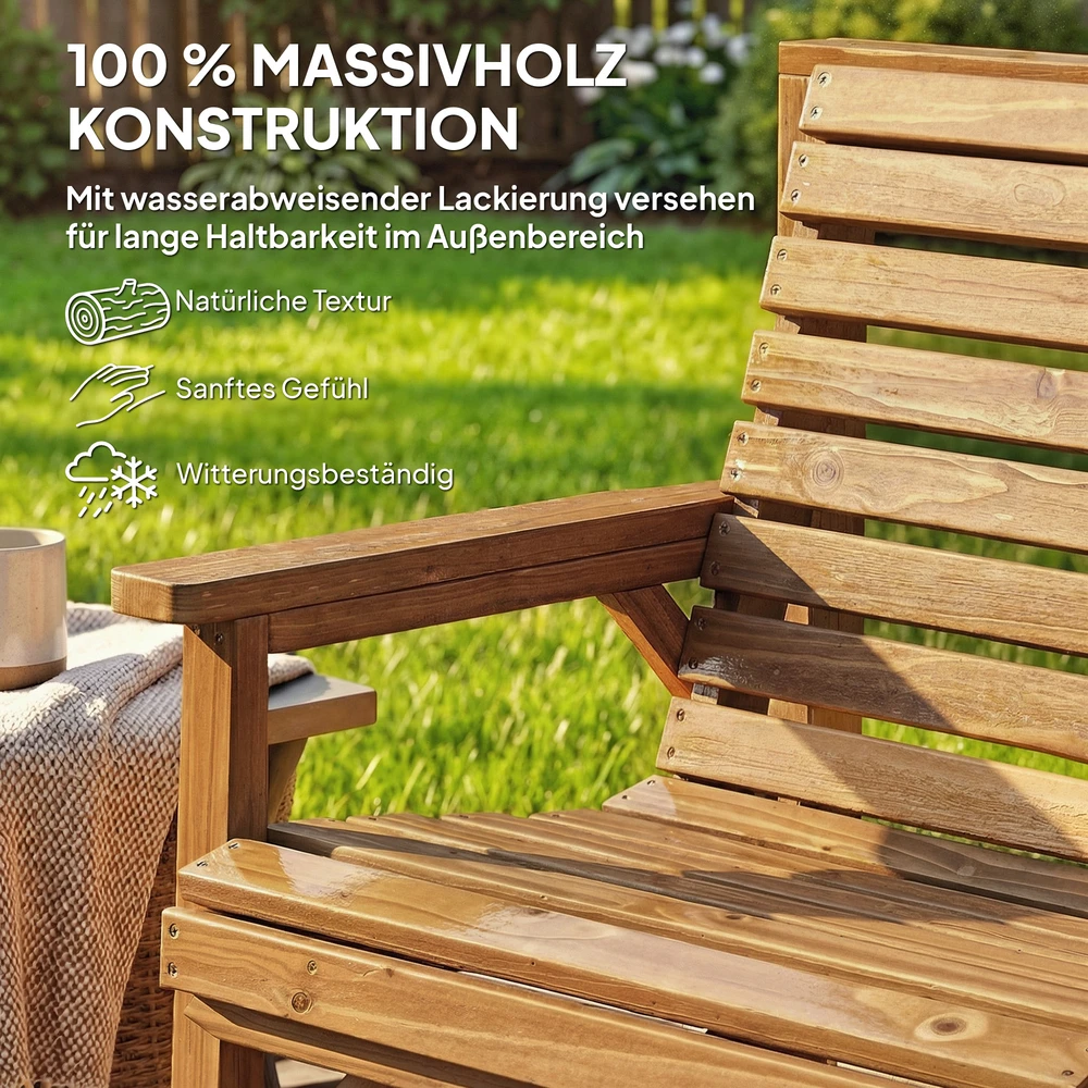 Lauko baldų komplektas Koduva Medinių sodo baldų komplektas, 3 dalių, natūralaus medžio, 121 x 65 x 90 cm