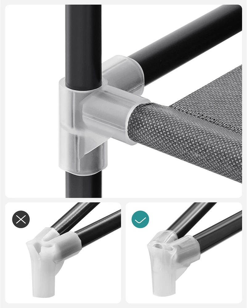 Koduva Medžiaginė drabužių spinta su lentynomis, juoda, 45 x 127 x 176 cm