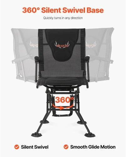 VEVOR Medžioklės kėdė XW-HC-07, sulankstoma, 136 kg, juoda