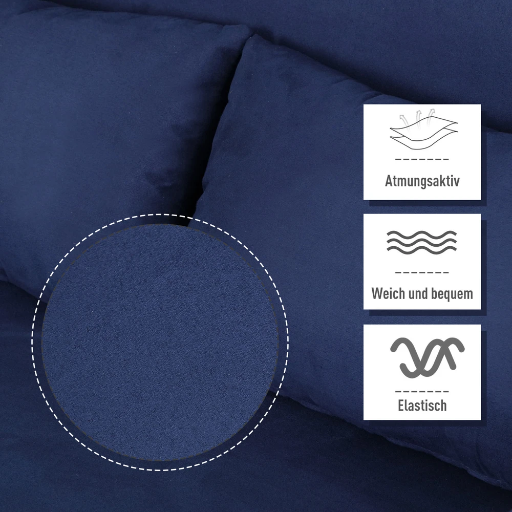 Aosom Mėlyna sofa-lova, 5 padėčių, zomšos imitacija, metalinis rėmas, su pagalvėle