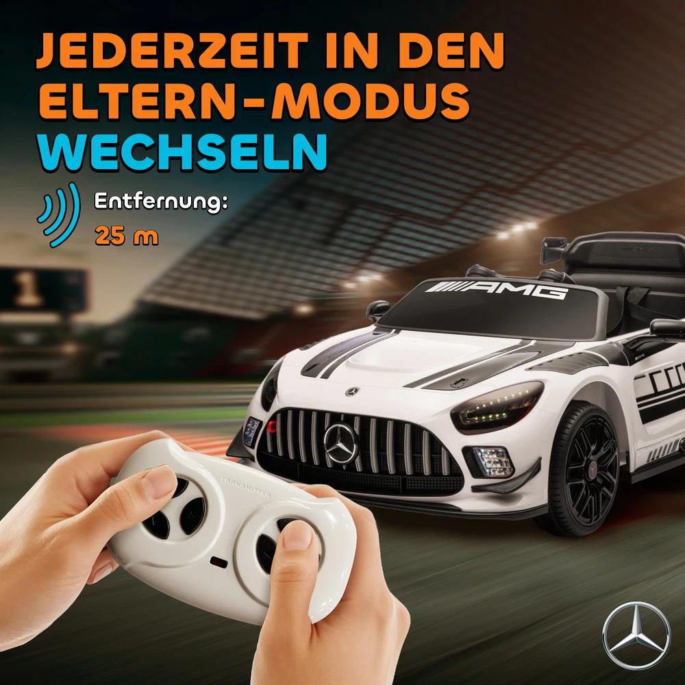 Aosom Mercedes-AMG elektrinis vaikų automobilis, baltas, 12 V, 115 x 66 x 44 cm