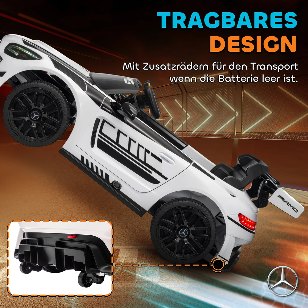 Aosom Mercedes-AMG elektrinis vaikų automobilis, baltas, 12 V, 115 x 66 x 44 cm