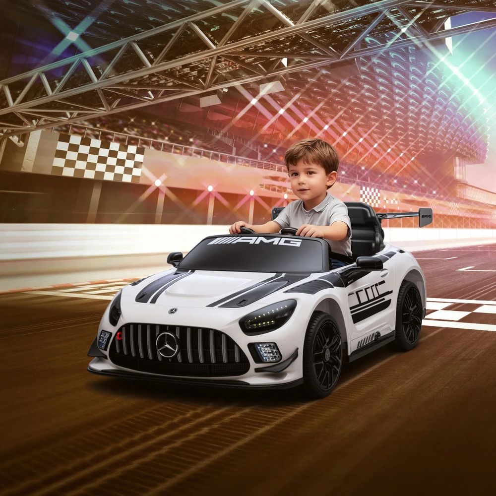Aosom Mercedes-AMG elektrinis vaikų automobilis, baltas, 12 V, 115 x 66 x 44 cm