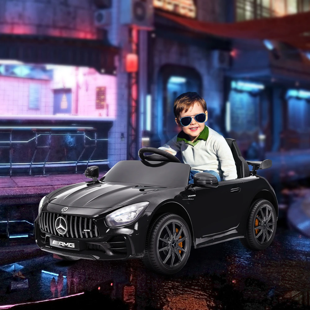 Aosom Mercedes-Benz AMG GTR elektrinis vaikiškas automobilis, juodas, 108 x 67 x 46 cm