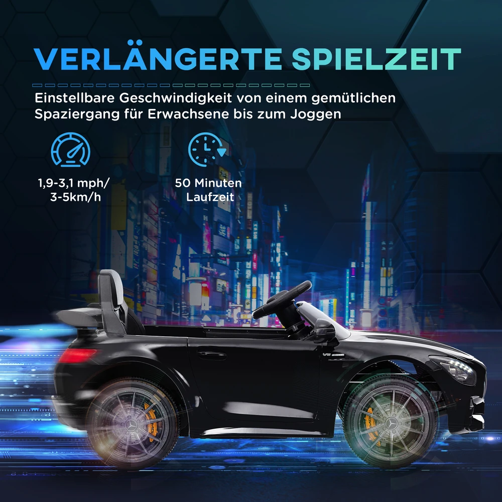 Aosom Mercedes-Benz AMG GTR elektrinis vaikiškas automobilis, juodas, 108 x 67 x 46 cm