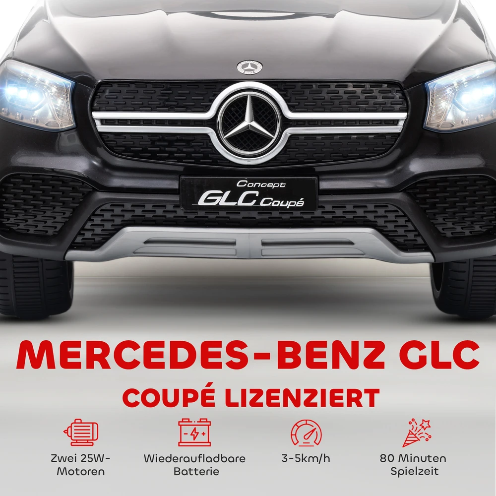 Aosom Mercedes-Benz GLC Coupé elektrinis vaikų automobilis, juodas, 105 x 68 x 50 cm