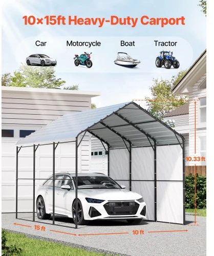 VEVOR Metalinė automobilių stoginė, 3 x 4,5 x 3,15 m