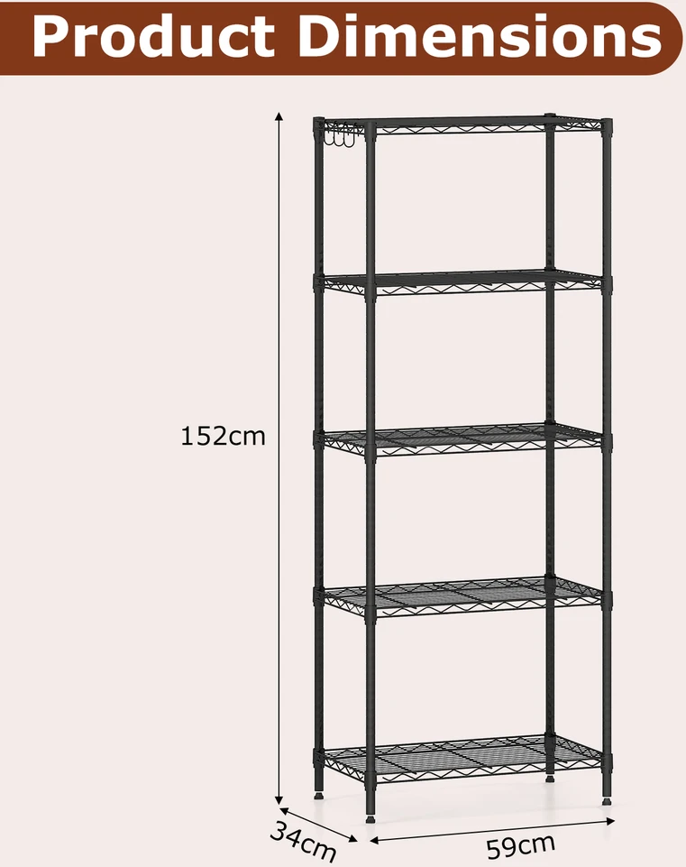 Promotion Metalinė lentyna 5 lygiai 59x34x152 cm