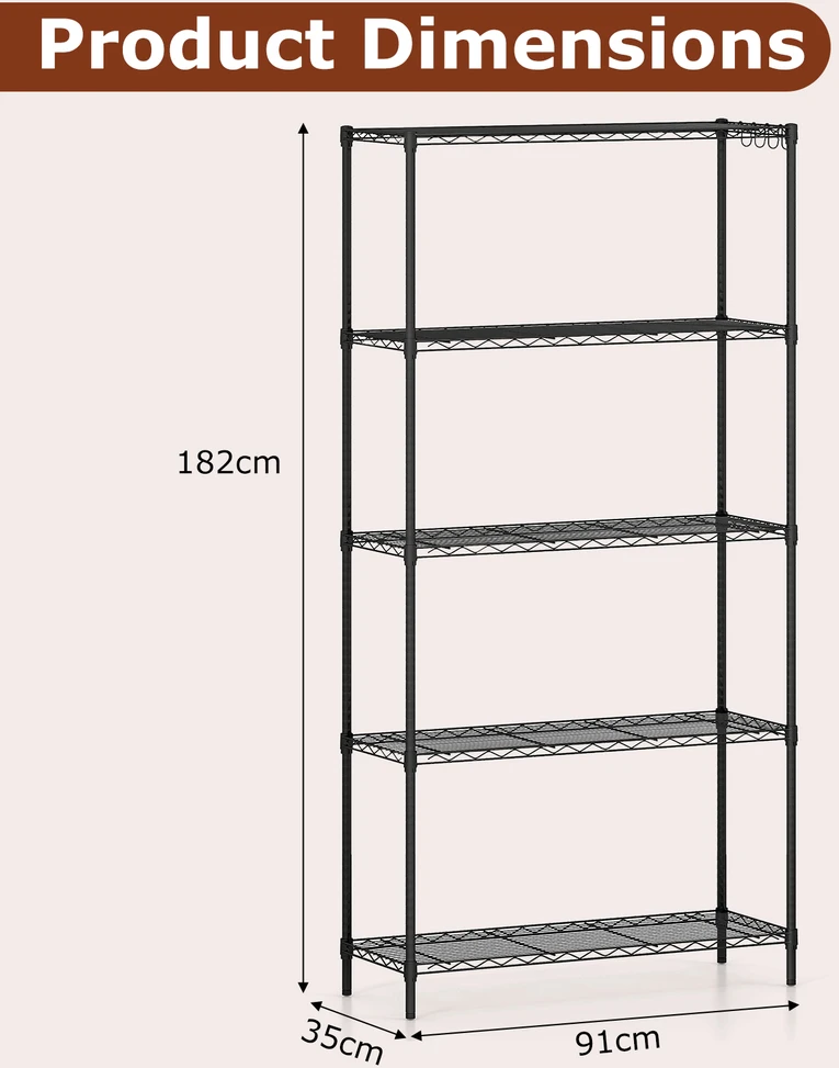 Promotion Metalinė lentyna 5 lygiai 91x35x182 cm
