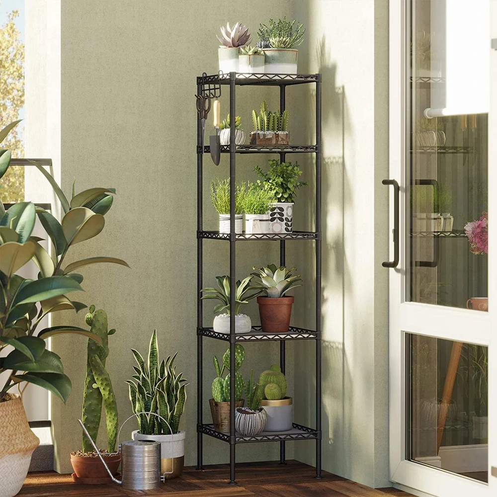 Songmics Metalinė lentyna, juoda, 30 x 30 x 123,5 cm, 5 lentynos, apkrova iki 100 kg