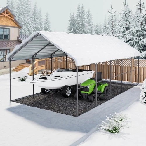 VEVOR Metalinė stoginė automobiliui, 4 x 8 x 3,15 m