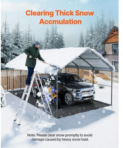 VEVOR Metalinė stoginė automobiliui, 4 x 8 x 3,15 m