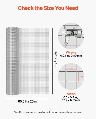Koduva Metalinė tinklo tvora VEVOR LX1278010020, sidabrinė, 1 x 20 m