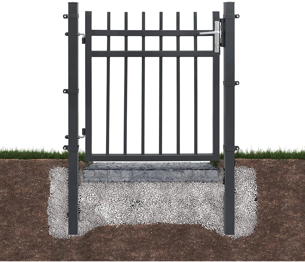 Songmics Metaliniai sodo varteliai, pilki, 106 x 6 x 145 cm, su spyna, rankena ir raktais