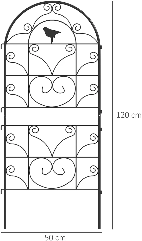 Aosom Metalinis augalų atramų rinkinys, 2 vnt., juodas, 50 x 120 cm