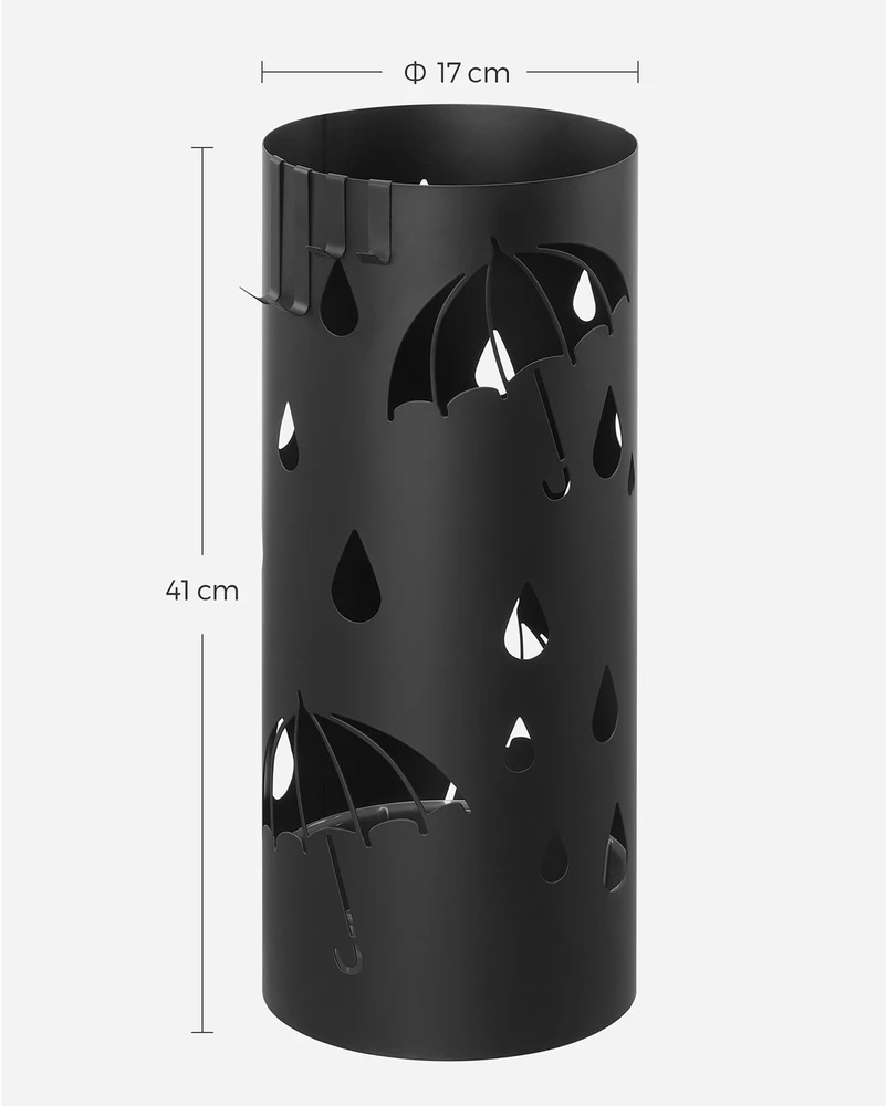Songmics Metalinis skėčių stovas, juodas, plienas, 17 x 41 cm