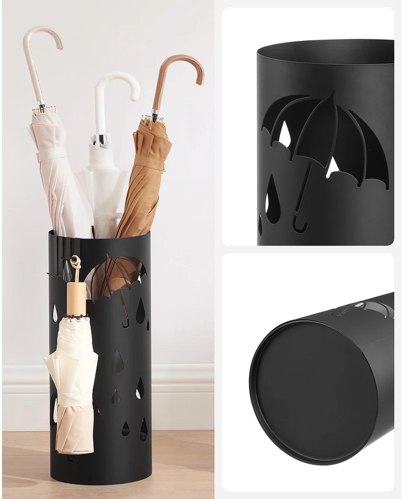 Songmics Metalinis skėčių stovas, juodas, plienas, 17 x 41 cm