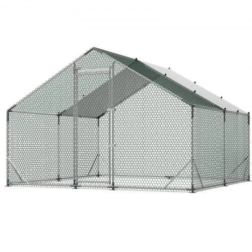 VEVOR Metalinis vištidės aptvaras, 3 x 3 x 2 m, su PE danga