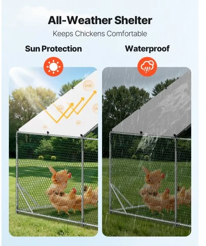 VEVOR Metalinis vištidės aptvaras, 3 x 3 x 2 m, su PE danga