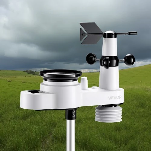 VEVOR Meteorologinė stotis 5-in-1 Wi‑Fi, 190,5 mm VA ekranas, su belaidžiu lauko jutikliu