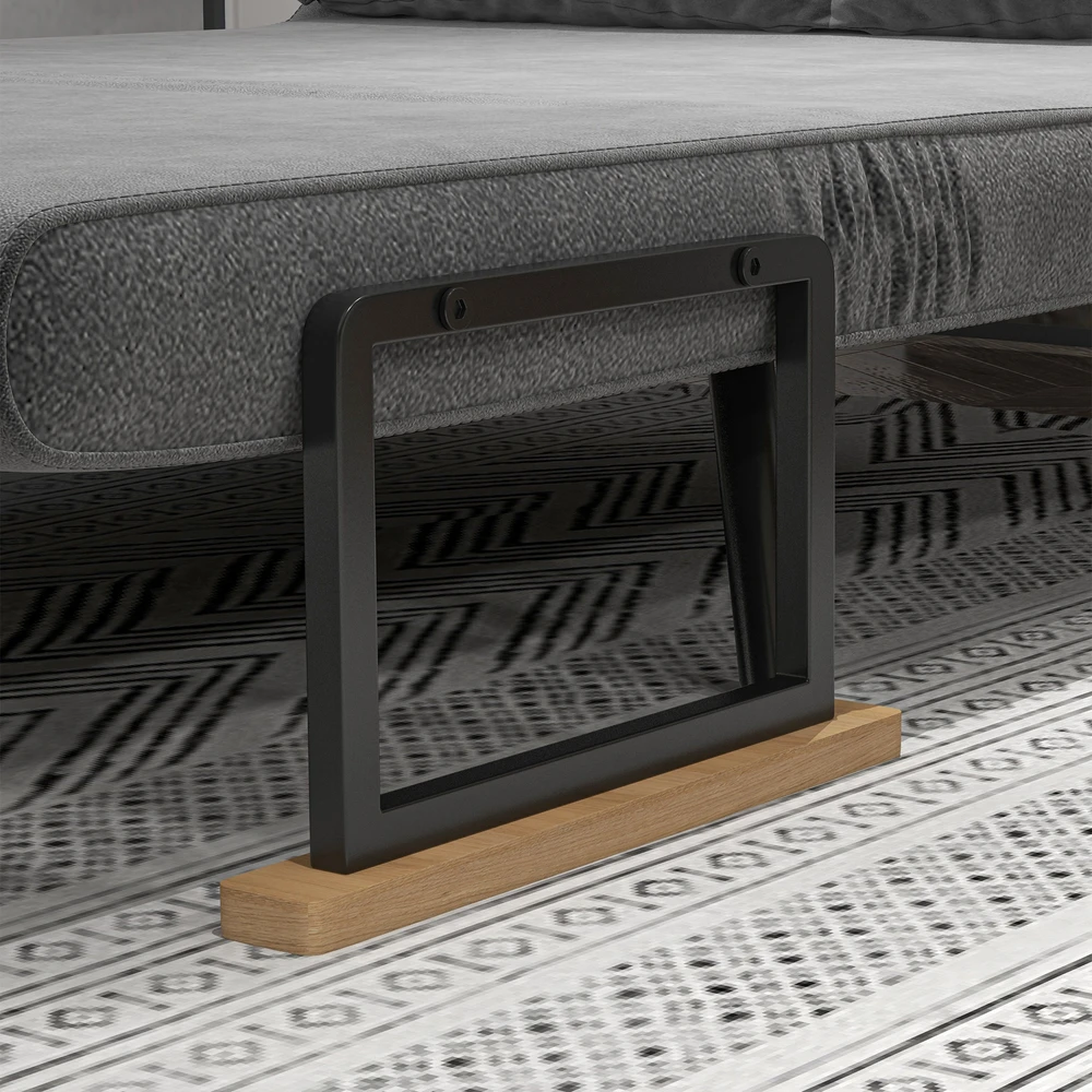Fotelis Aosom Miegamasis 2 vietų sofa-lova, tamsiai pilka, aksomo išvaizdos audinys, 102 x 73 x 81 cm