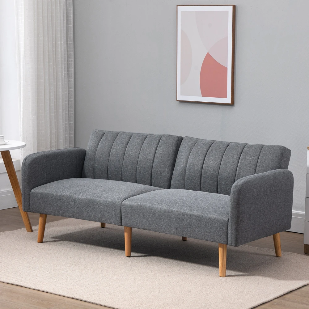 Aosom Miegamasis 2 vietų sofa, pilka, 173 x 75 x 73 cm, poliesteris