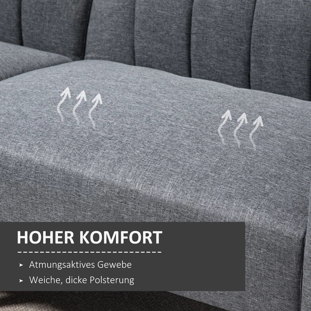 Aosom Miegamasis 2 vietų sofa, pilka, 173 x 75 x 73 cm, poliesteris