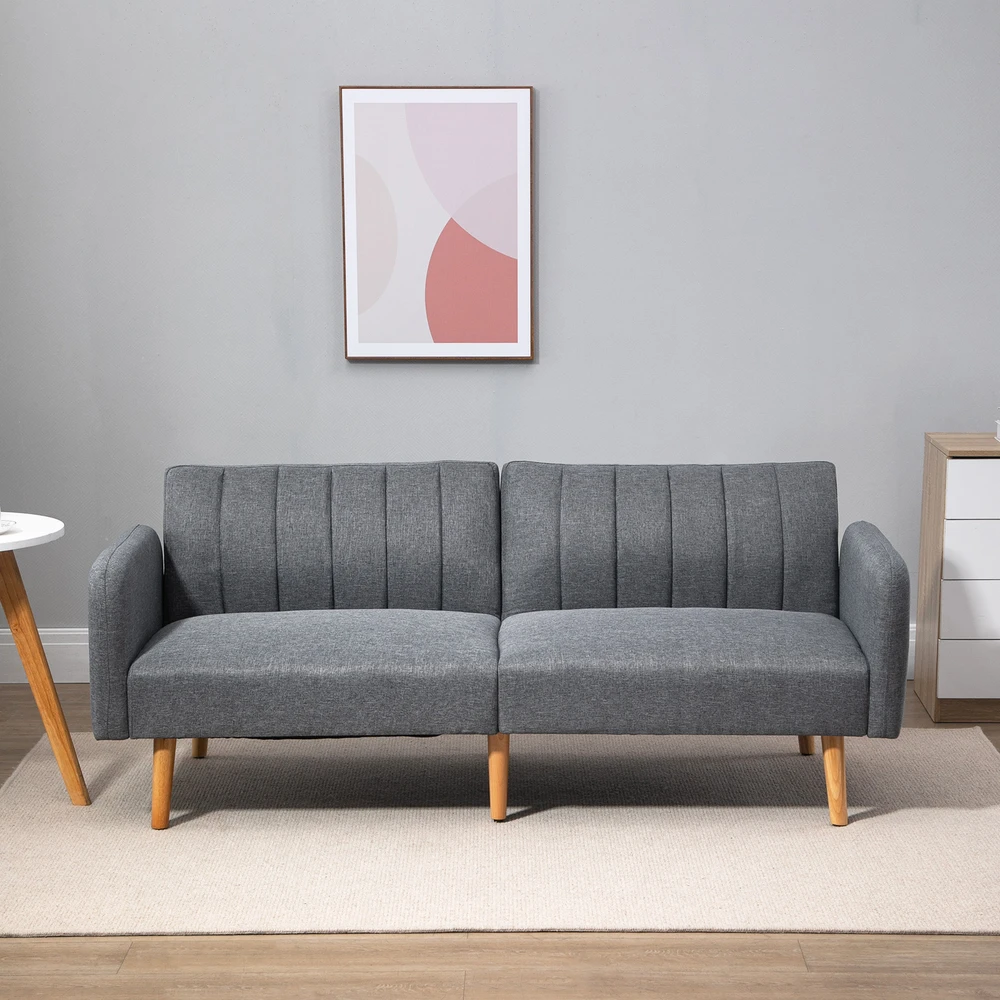 Aosom Miegamasis 2 vietų sofa, pilka, 173 x 75 x 73 cm, poliesteris