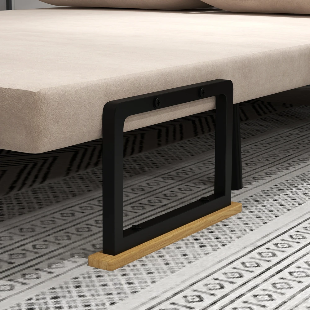 Fotelis Aosom Miegamasis sofa, 2 vietų sofa, aksomo išvaizda, smėlinė, 120 kg