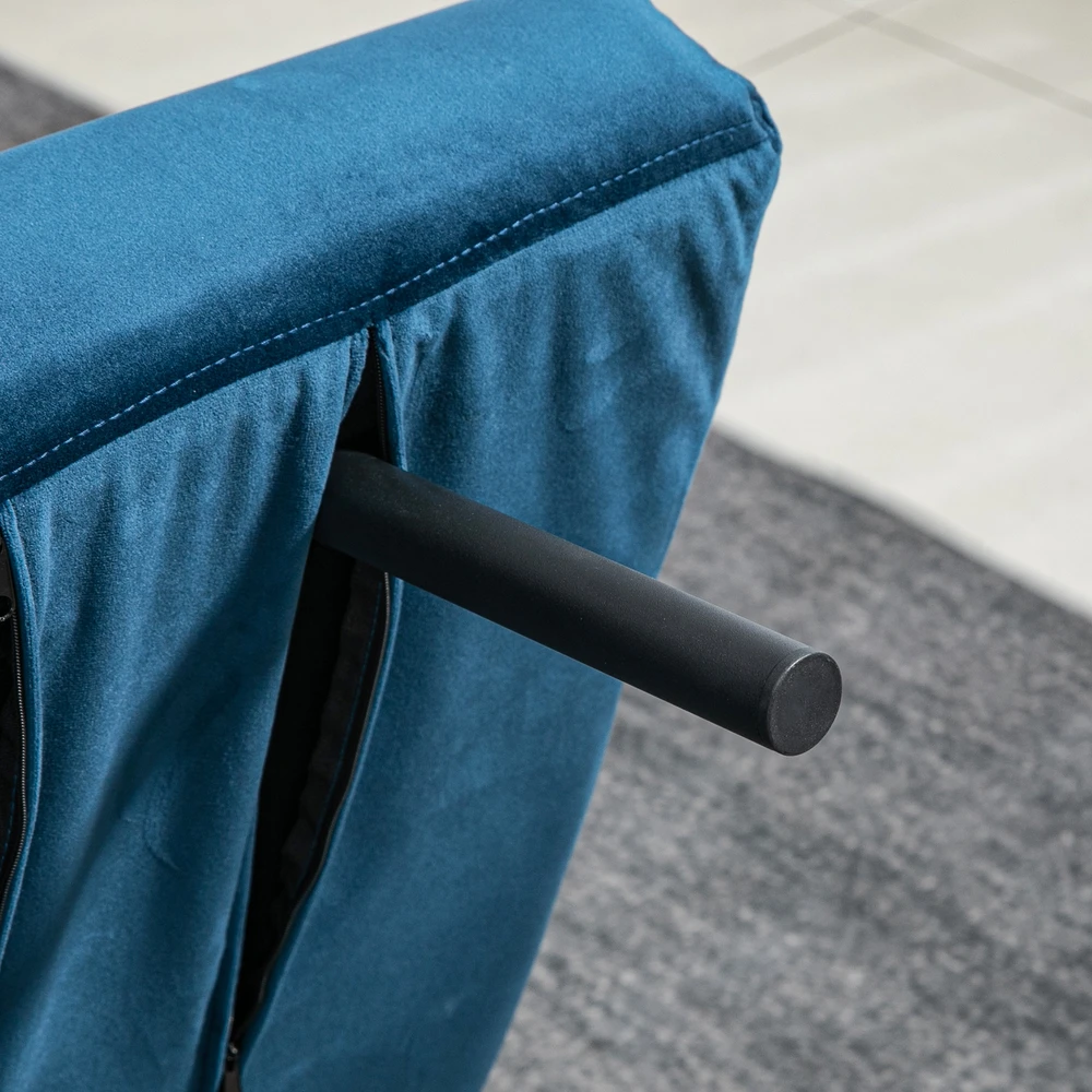 Fotelis Aosom Miegamoji sofa, 2 vietų sofa, aksomo išvaizda, mėlyna, 2 pagalvės
