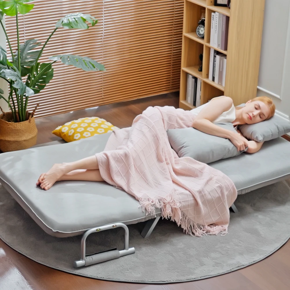 Aosom Miegamoji sofa, dvivietė sofa, svečių lova, šviesiai pilka, 2 pagalvėlės