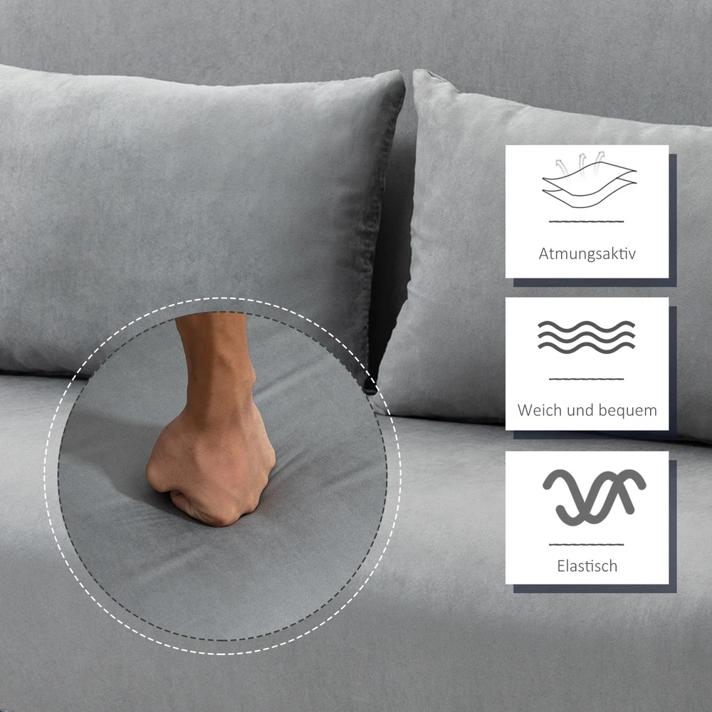 Aosom Miegamoji sofa, dvivietė sofa, svečių lova, šviesiai pilka, 2 pagalvėlės