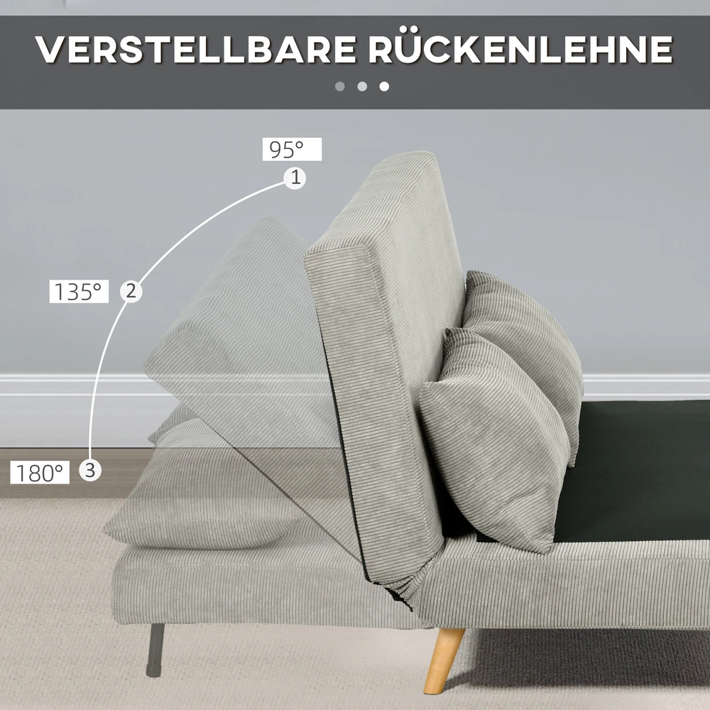 Aosom Miegamoji sofa, svečių lova, pilka, 141 x 90 x 81 cm