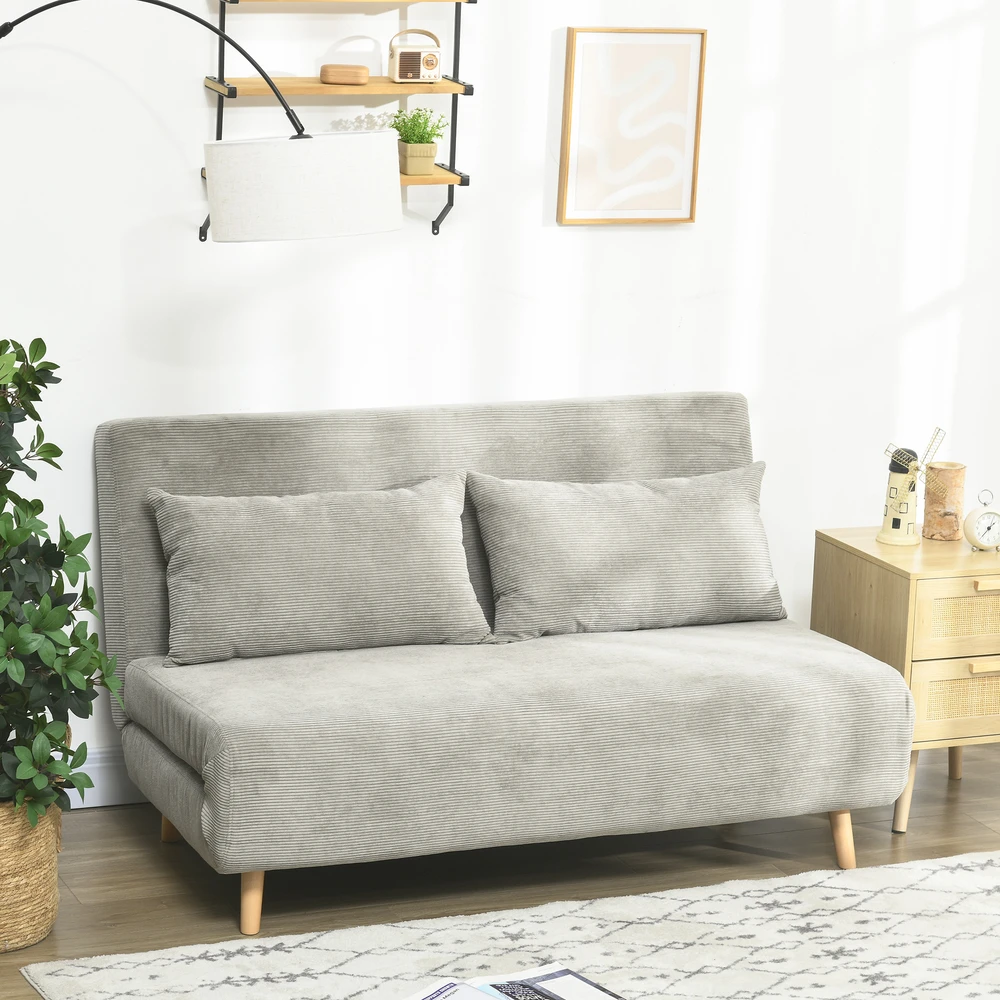 Aosom Miegamoji sofa, svečių lova, pilka, 141 x 90 x 81 cm