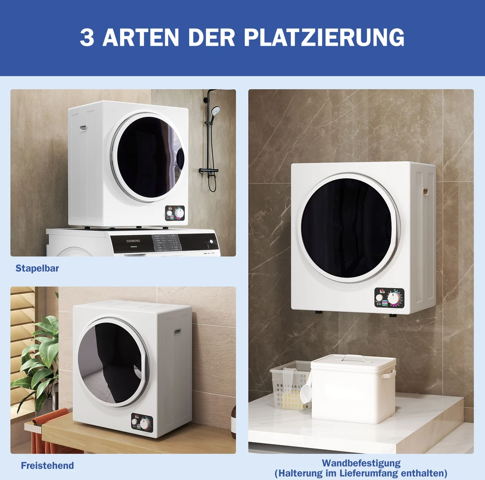 Aosom Mini džiovyklė 4kg, 4 programos, 2 kaitinimo lygiai, sterilizacija iki 65 ℃, 850 W, balta