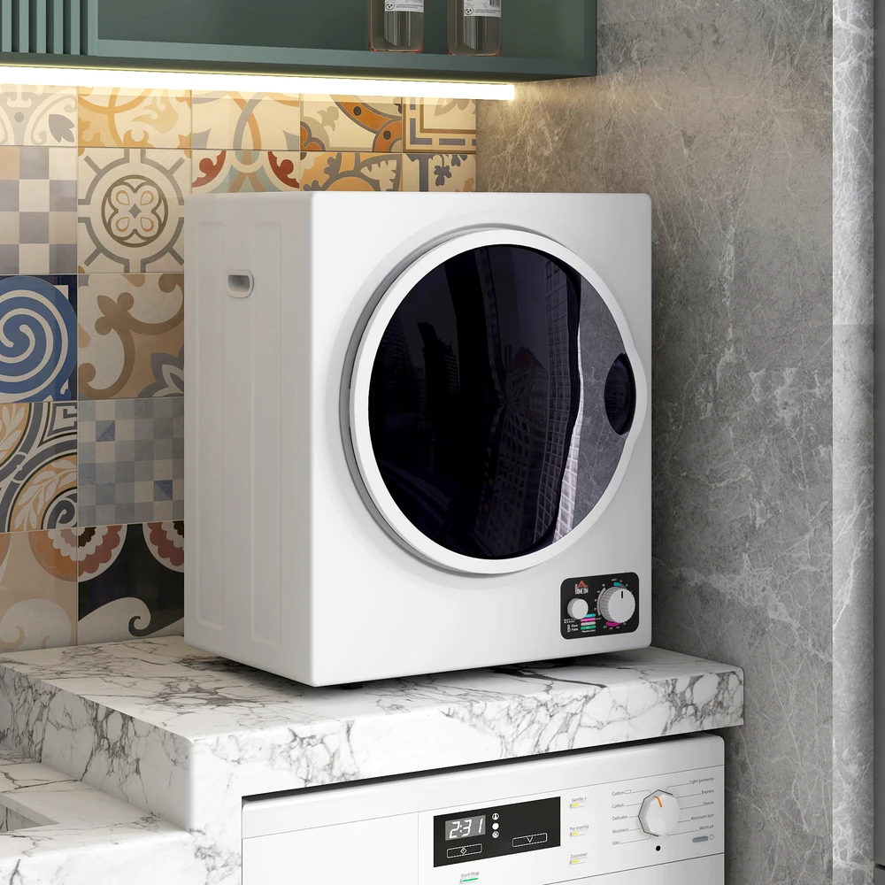 Aosom Mini džiovyklė 4kg, 4 programos, 2 kaitinimo lygiai, sterilizacija iki 65 ℃, 850 W, balta