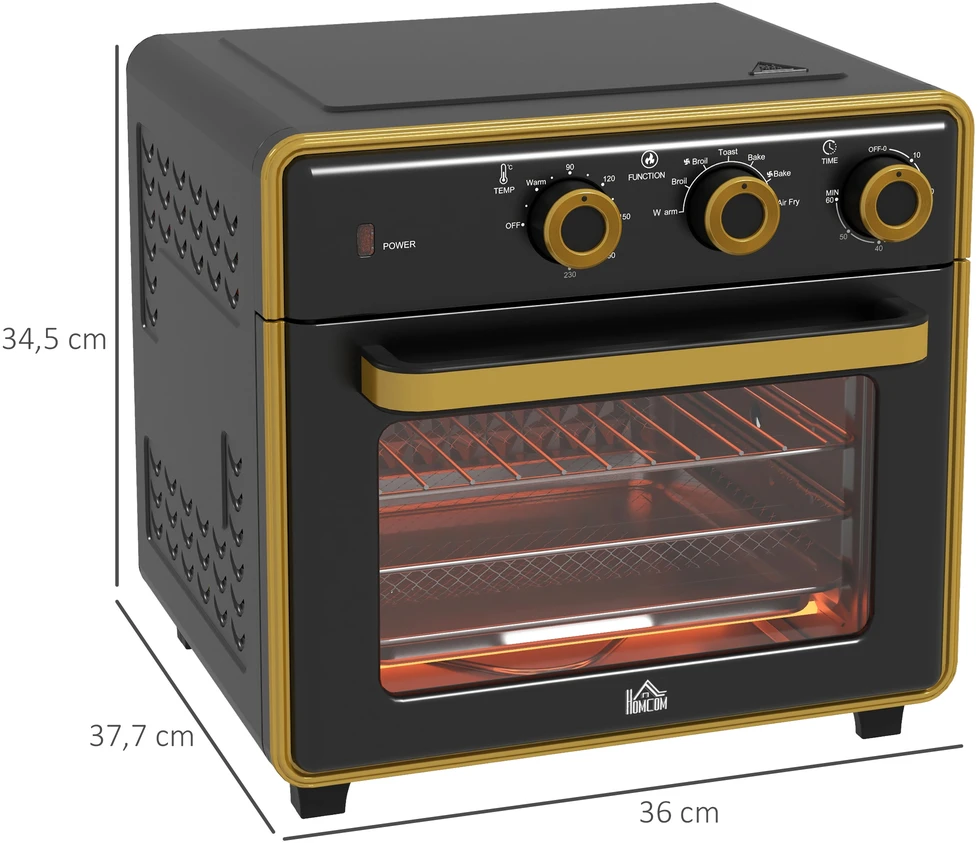 Elektrinė krosnelė Aosom Mini orkaitė, 20 l, 1400 W, juoda+auksinė