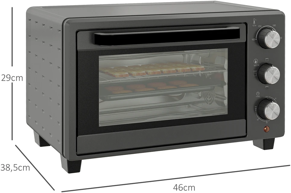 Elektrinė krosnelė Aosom Mini orkaitė, 21 l, 1400 W, pilka, nerūdijančio plieno