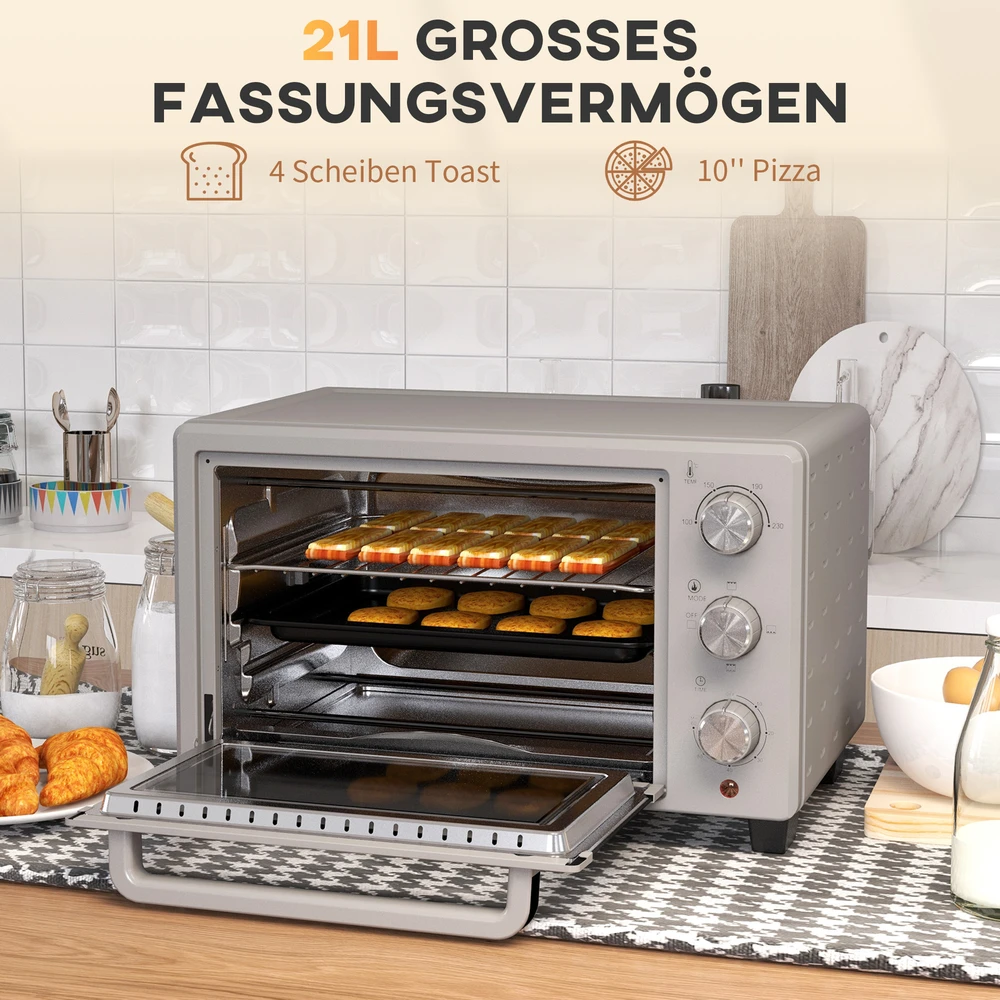 Elektrinė krosnelė Aosom Mini orkaitė, 21 l, sidabrinė, nerūdijantis plienas, 100-230 °C