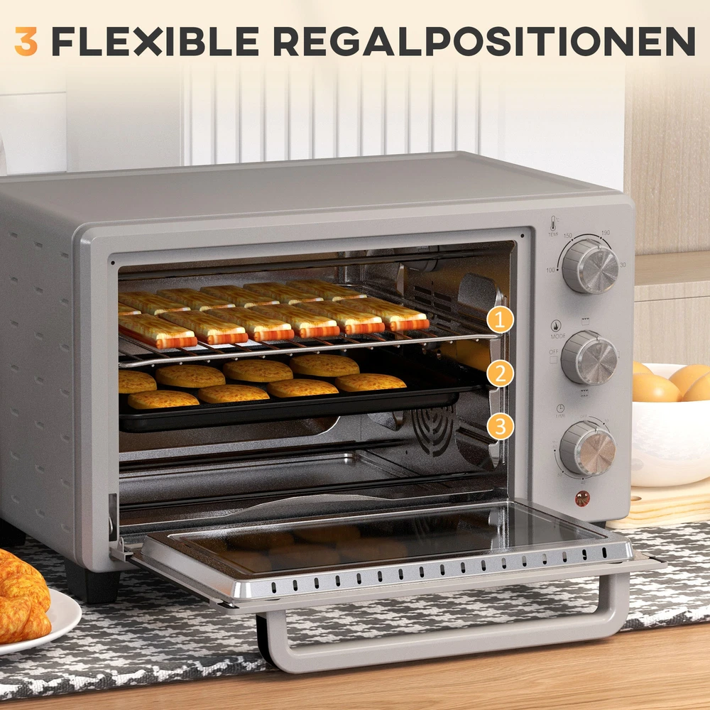 Elektrinė krosnelė Aosom Mini orkaitė, 21 l, sidabrinė, nerūdijantis plienas, 100-230 °C