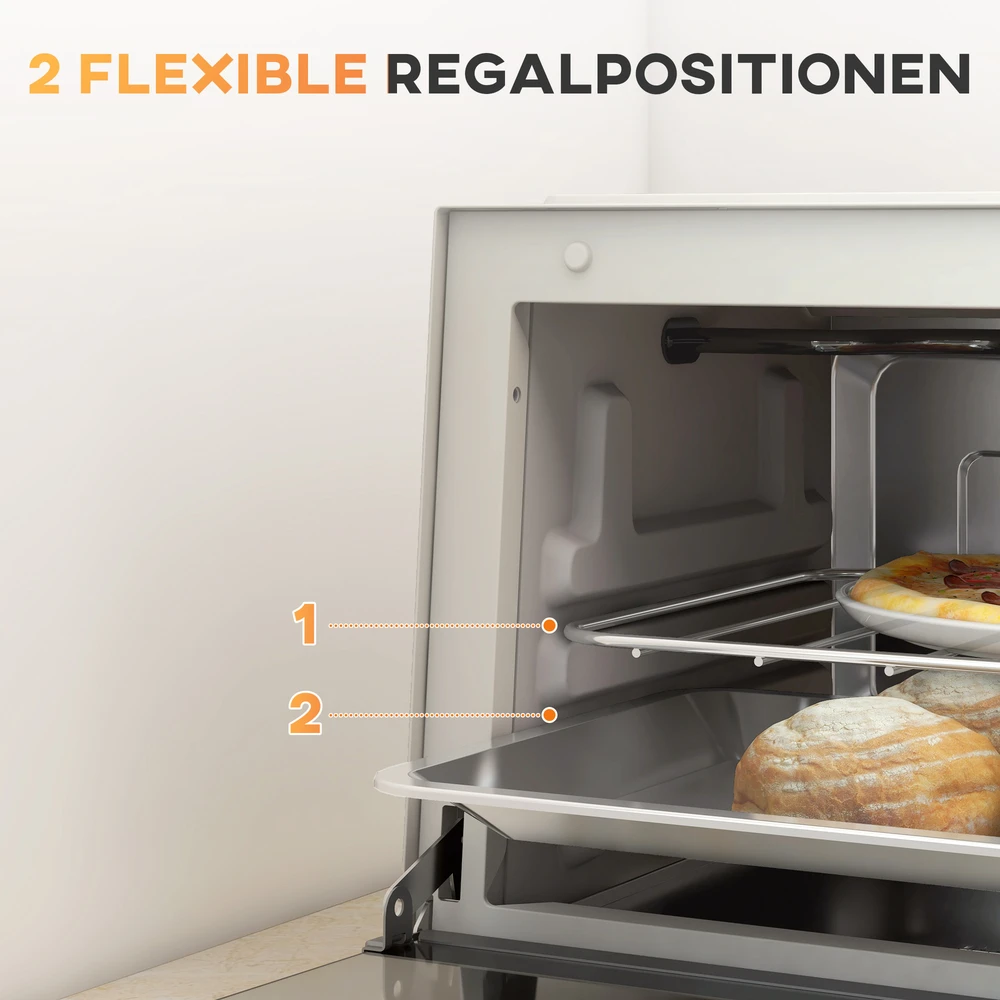 Elektrinė krosnelė Aosom Mini orkaitė, 9 l, kreminė balta, nerūdijantis plienas