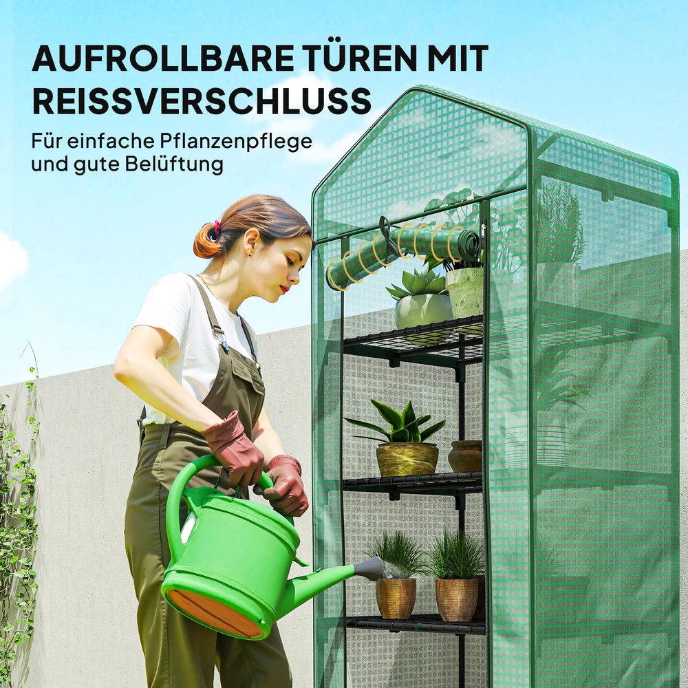 Aosom Mini šiltnamis gėlėms arba daržovėms, plienas, plastikas, 69 x 49 x 193 cm, žalias