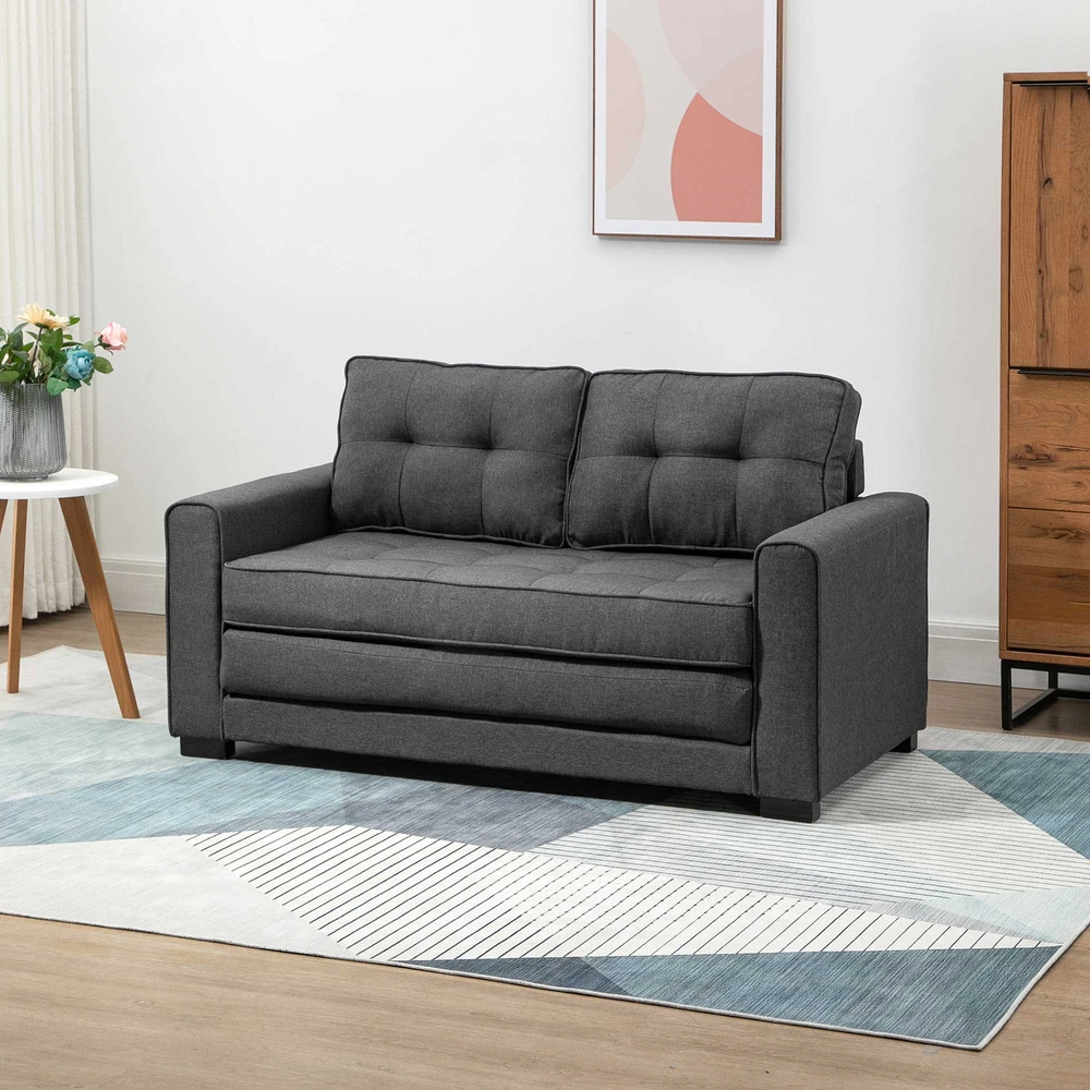 Aosom Minkšta lova sofa, 2 vietų, pilka, 147,5 x 75 x 85 cm