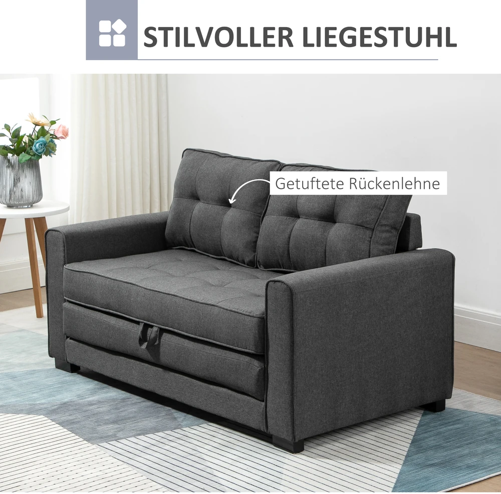 Aosom Minkšta lova sofa, 2 vietų, pilka, 147,5 x 75 x 85 cm