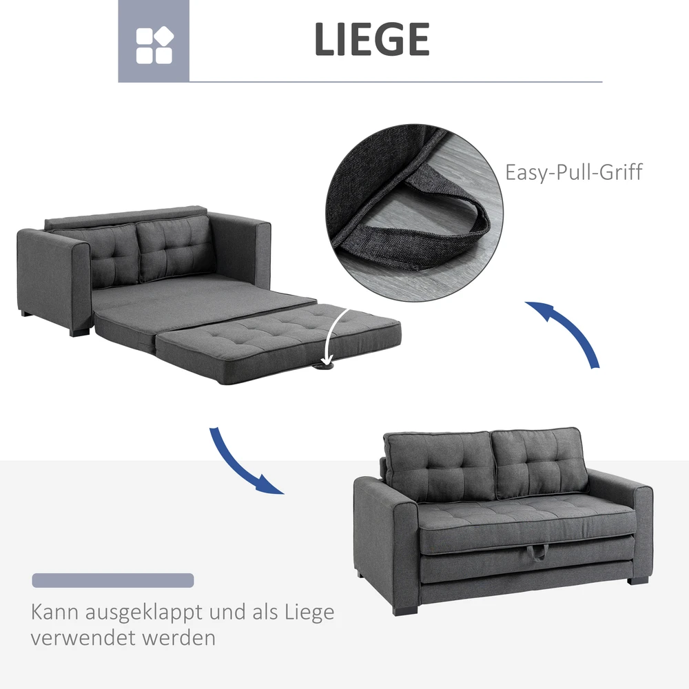 Aosom Minkšta lova sofa, 2 vietų, pilka, 147,5 x 75 x 85 cm